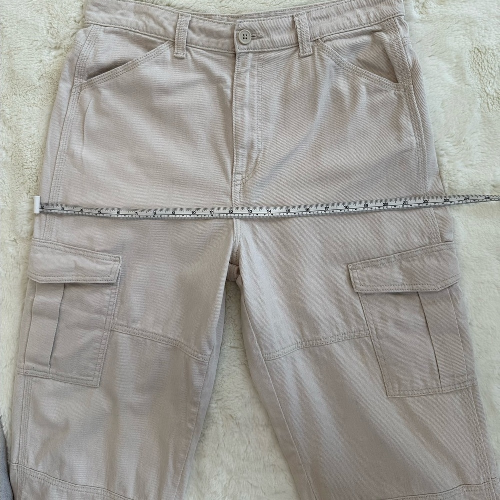 H&M Divided Beige Cargo Pants Wide Leg Utility Trousers US 8 - Picture 8 of 10